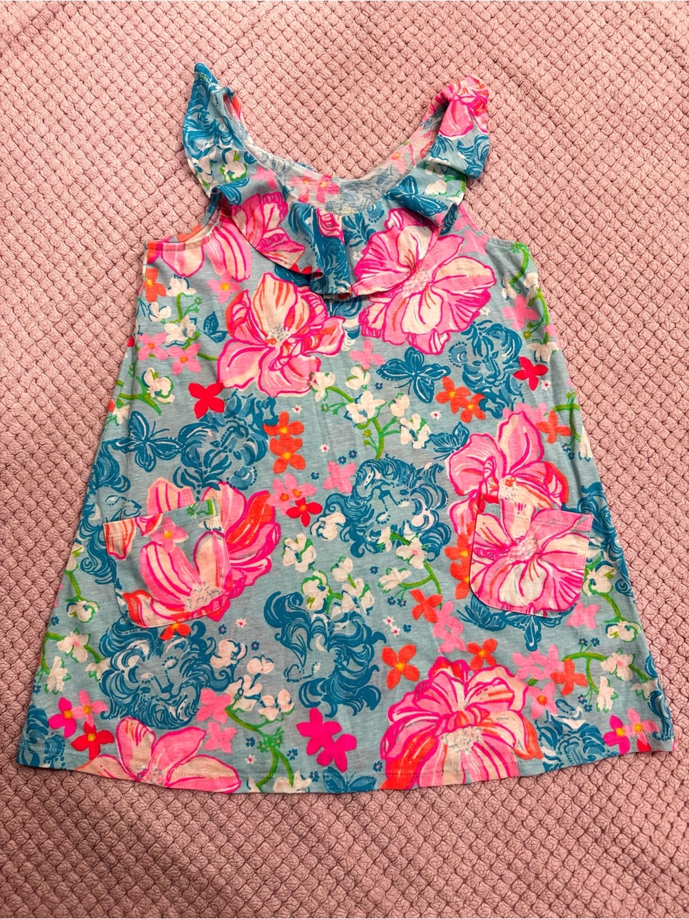 S(4/5), Lilly Pulitzer Floral Ruffle Tank Dress